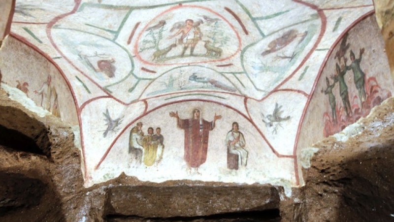 Arte en la catacumba de Priscila en Roma